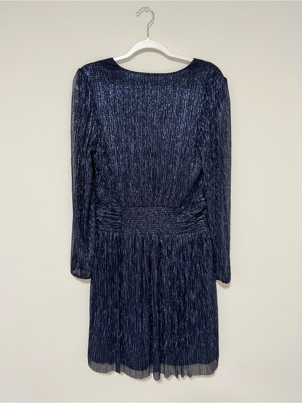 WHBM Shimmery Navy Blue Long Sleeve Dress - Picture 6 of 11